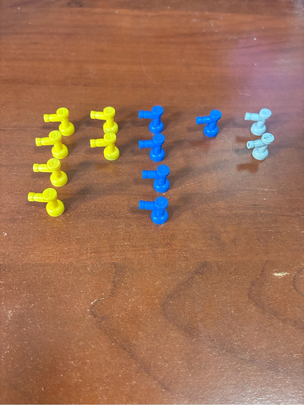 Lego Yellow, Blue & Light Gray Connector Pegs